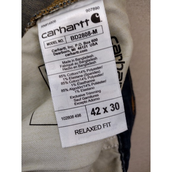 Carhartt Jeans Men 42x30 Blue Rugged Flex Relaxed Fit Utility Straight Leg Pants - Picture 4 of 13